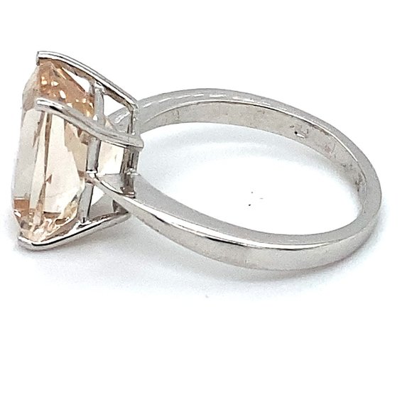 Imperial Topaz 6.18ct Solid 18K White Gold Ring - Picture 5 of 6